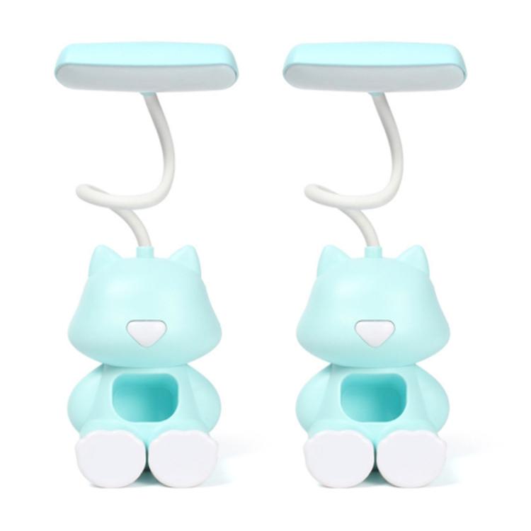 2 PCS FY6601 Cartoon Stifthalter Leseschreibtischlampe LED Augenschutz Schlafsaal Studentenschlafzimmerlampe, Rosa, Blau, Grün