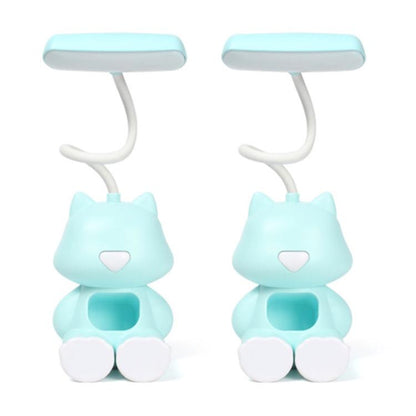 2 PCS FY6601 Cartoon Stifthalter Leseschreibtischlampe LED Augenschutz Schlafsaal Studentenschlafzimmerlampe, Rosa, Blau, Grün