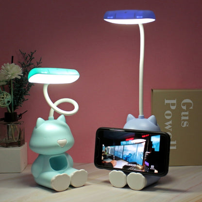 2 PCS FY6601 Cartoon Stifthalter Leseschreibtischlampe LED Augenschutz Schlafsaal Studentenschlafzimmerlampe, Rosa, Blau, Grün