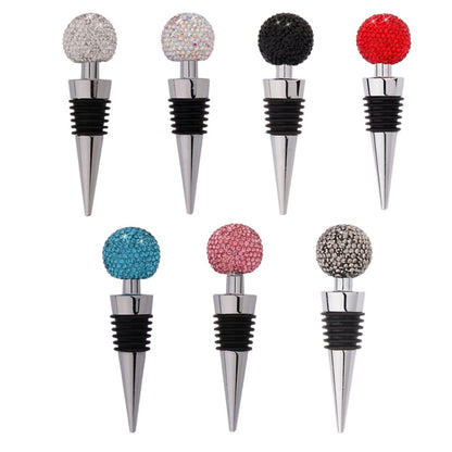 Rotweinverschluss mit Kristallkugel, Diamant, Zinklegierung, Metall, versiegelter Weinkorken, Weiß, Rosa, Dunkelrot, Schwarz, Hellschwarz, AB, Seeblau