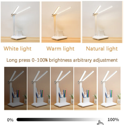 LED-Schreibtischlampe mit Doppelkopfbeleuchtung und Ladefunktion, Stil:, Plug-in-Version + Kabel, wiederaufladbar 3600 mAh + Kabel, wiederaufladbar 4000 mAh + Kabel