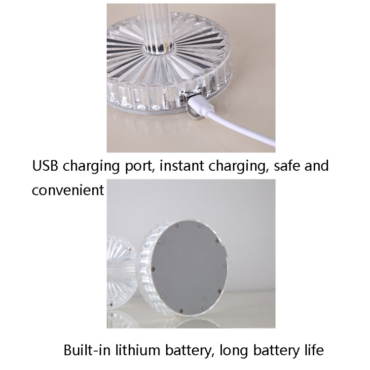 Tischlampe mit Touch-Diamantkristall und USB-Aufladung, Aufladen über USB (RGB mit Fernbedienung, 16 Farben)