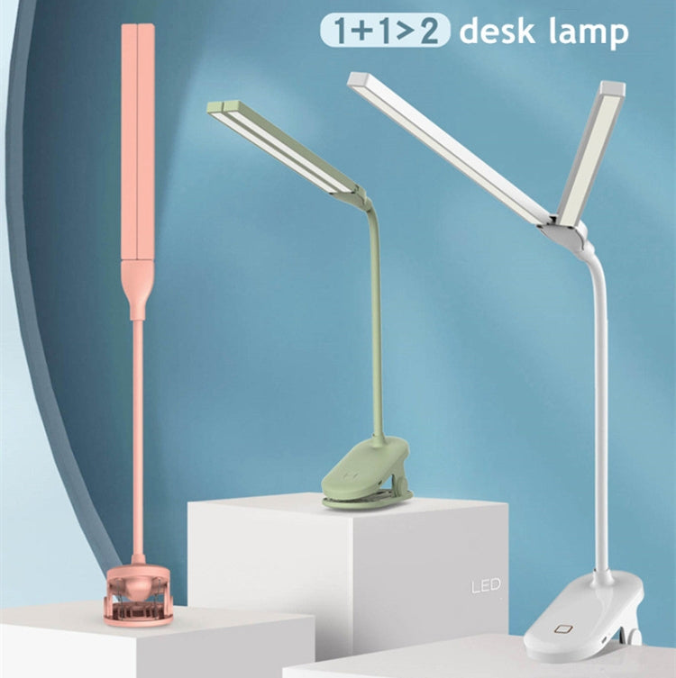 TD5 Doppellampenkopf USB-Desktop-Clip-Tischlampe, Stil:, Wiederaufladbare Version (Pink), Wiederaufladbare Version (Grün), Plug-in-Version (Schwarz)