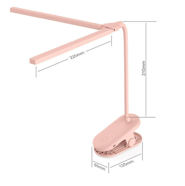 TD5 Doppellampenkopf USB-Desktop-Clip-Tischlampe, Stil:, Wiederaufladbare Version (Pink), Wiederaufladbare Version (Grün), Plug-in-Version (Schwarz)