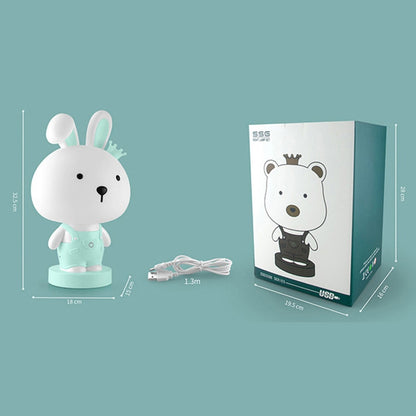 3W Cartoon Crown Pet USB Touch Control Nachtlicht, Kaninchen Pink, Kaninchen Grau, Kaninchen Hellblau, Bär Pink, Bär Grau, Bär Kaffee, Kuh Pink, Kuh Kaffee, Kuh Grün, Tiger Pink, Tiger Kaffee, Tiger Grün