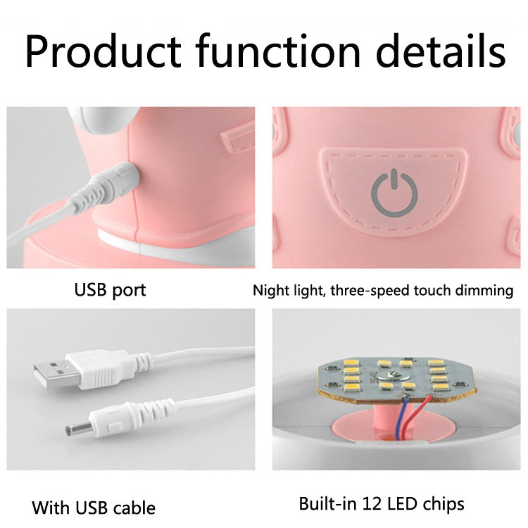 3W Cartoon Crown Pet USB Touch Control Nachtlicht, Kaninchen Pink, Kaninchen Grau, Kaninchen Hellblau, Bär Pink, Bär Grau, Bär Kaffee, Kuh Pink, Kuh Kaffee, Kuh Grün, Tiger Pink, Tiger Kaffee, Tiger Grün