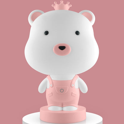3W Cartoon Crown Pet USB Touch Control Nachtlicht, Kaninchen Pink, Kaninchen Grau, Kaninchen Hellblau, Bär Pink, Bär Grau, Bär Kaffee, Kuh Pink, Kuh Kaffee, Kuh Grün, Tiger Pink, Tiger Kaffee, Tiger Grün