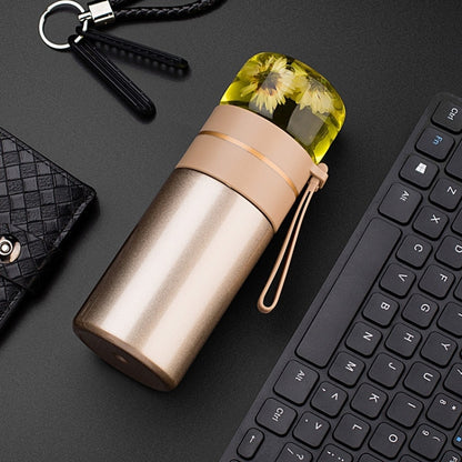 739 316 Edelstahl Teeglas Thermosbecher, Weiß, Schwarz, Gold