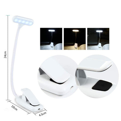 8021 Mini-Buch-Clip-Licht, LED-Noten-Augenschutz-Leselampe, Schwarz, Weiß