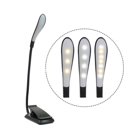 8027D-2 7 Perlen LED Augenschutz Leseklappbuch Clip Licht, Weiß, Schwarz