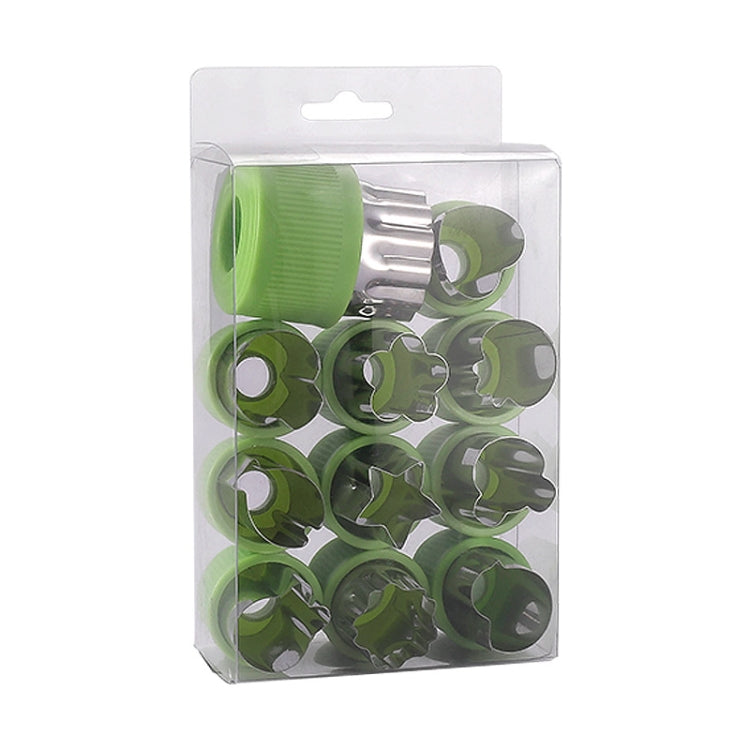 0-98 12 in 1 Kitchen Stainless Steel Flower Cutter, Green, Purple