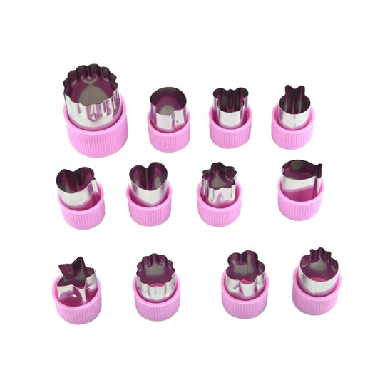 0-98 12 in 1 Kitchen Stainless Steel Flower Cutter, Green, Purple