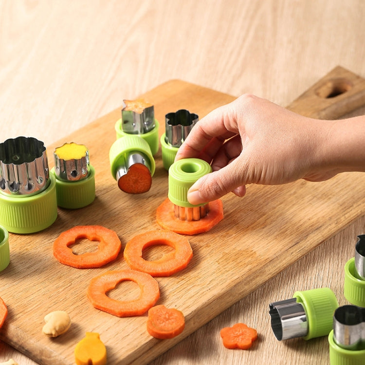 0-98 12 in 1 Kitchen Stainless Steel Flower Cutter, Green, Purple