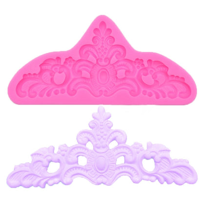 Silikonform für Fondant-Schokoladenkuchen mit Retro-Prägung, Grau, Rosa