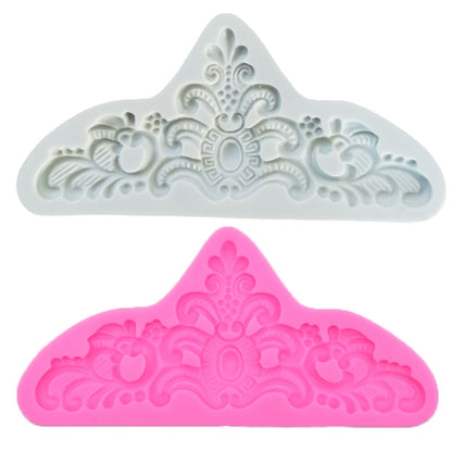 Silikonform für Fondant-Schokoladenkuchen mit Retro-Prägung, Grau, Rosa