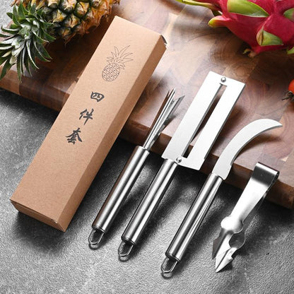 4 in 1 Ananasmesser aus Edelstahl, Obstmesser, Zuckerrohrschäler, Ananasmesser