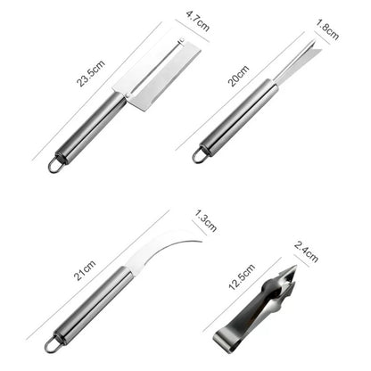 4 in 1 Ananasmesser aus Edelstahl, Obstmesser, Zuckerrohrschäler, Ananasmesser