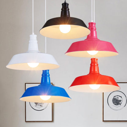 Bedroom Dining Bar Wrought Iron Single Head Chandelier, Without Bulb, 26cm (Black), 26cm (White), 26cm (Pink), 26cm (Yellow), 26cm (Blue), 26cm (Green), 26cm (Red), 36cm (Black), 36cm (White), 36cm (Pink), 36cm (Yellow), 36cm (Blue), 36cm (Green)      ...