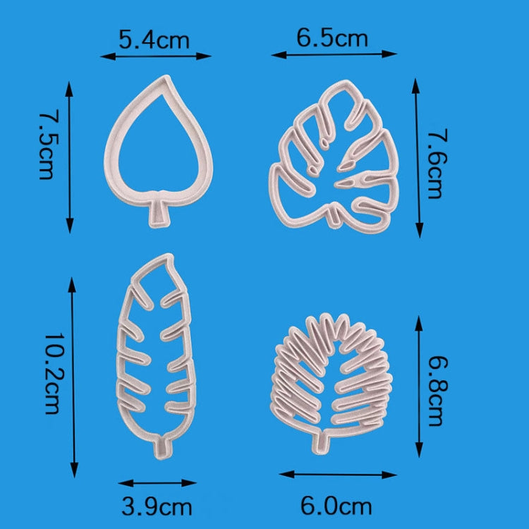 2 Sets 4 in 1 Tropische Blätter Fondant Kuchenform Keksform, Tropisches Blatt