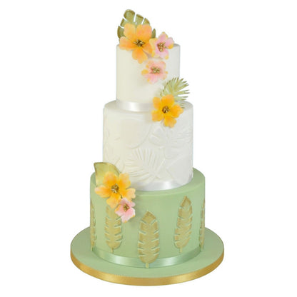 2 Sets 4 in 1 Tropische Blätter Fondant Kuchenform Keksform, Tropisches Blatt