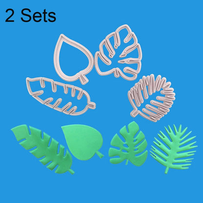 2 Sets 4 in 1 Tropische Blätter Fondant Kuchenform Keksform, Tropisches Blatt