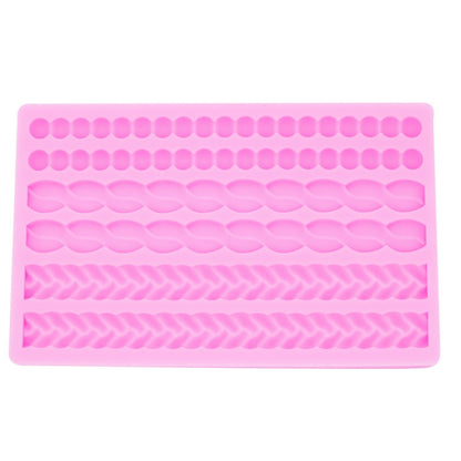 Pearl Twist Geflochtene Fondant-Kuchen-Silikonform, Rosa, Grau