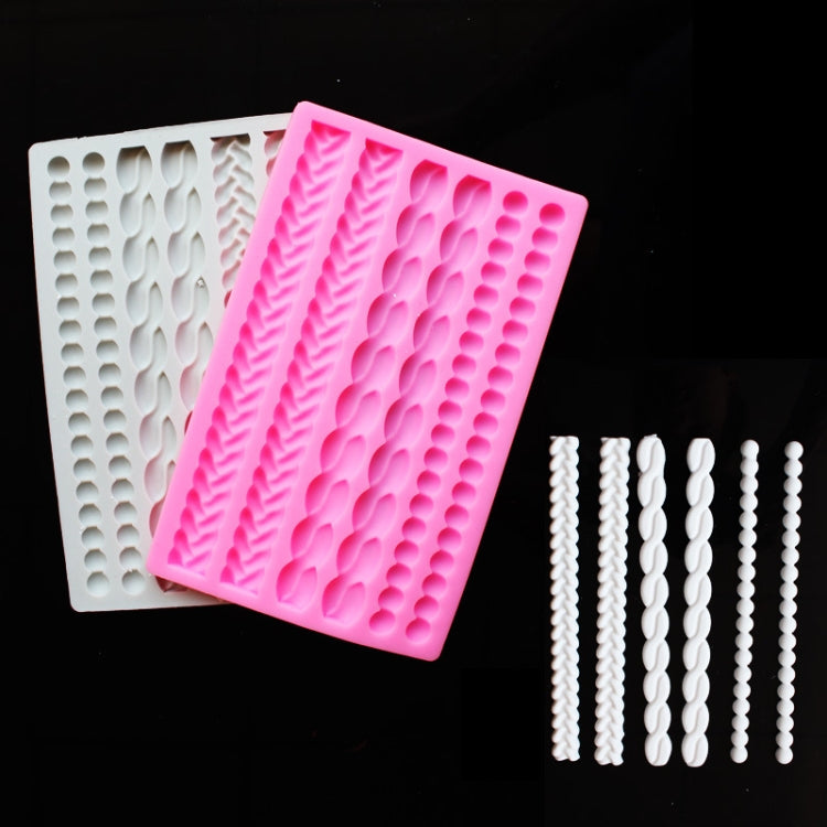 Pearl Twist Geflochtene Fondant-Kuchen-Silikonform, Rosa, Grau