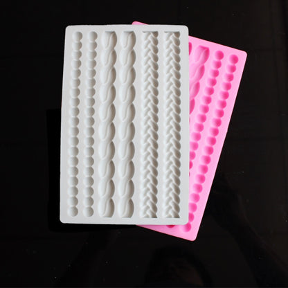 Pearl Twist Geflochtene Fondant-Kuchen-Silikonform, Rosa, Grau