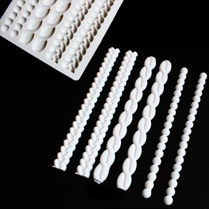 Pearl Twist Geflochtene Fondant-Kuchen-Silikonform, Rosa, Grau