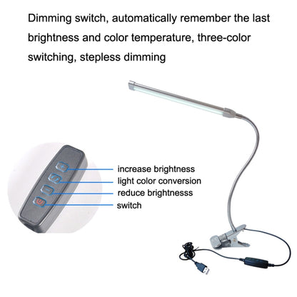 USB-Clip-Lampe Student Augenschutz LED Dimmbare Schreibtischleuchte, Lila, Gold, Schwarz, Silber