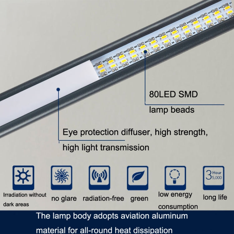 USB-Clip-Lampe Student Augenschutz LED Dimmbare Schreibtischleuchte, Lila, Gold, Schwarz, Silber