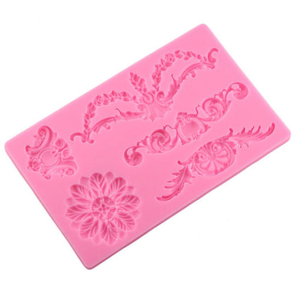 Silikonform für Kuchenrand mit Blumenmotiv, CF394