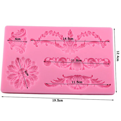 Silikonform für Kuchenrand mit Blumenmotiv, CF394