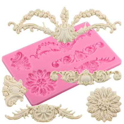 Silikonform für Kuchenrand mit Blumenmotiv, CF394