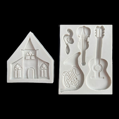 Silikonform mit Musikschloss, für Schokoladen-Fondant und Kuchendekoration, Stil:, Spezifikation: Dreieck, Dreieck, Rechteck