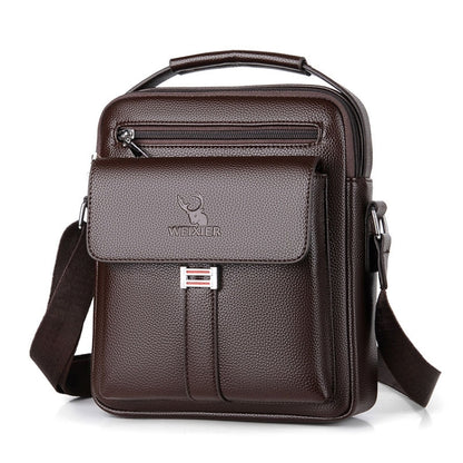 WEIXIER D244 Men Shoulder Bag Large Capacity Business Retro Messenger Bag, D244 Brown, D244 Black