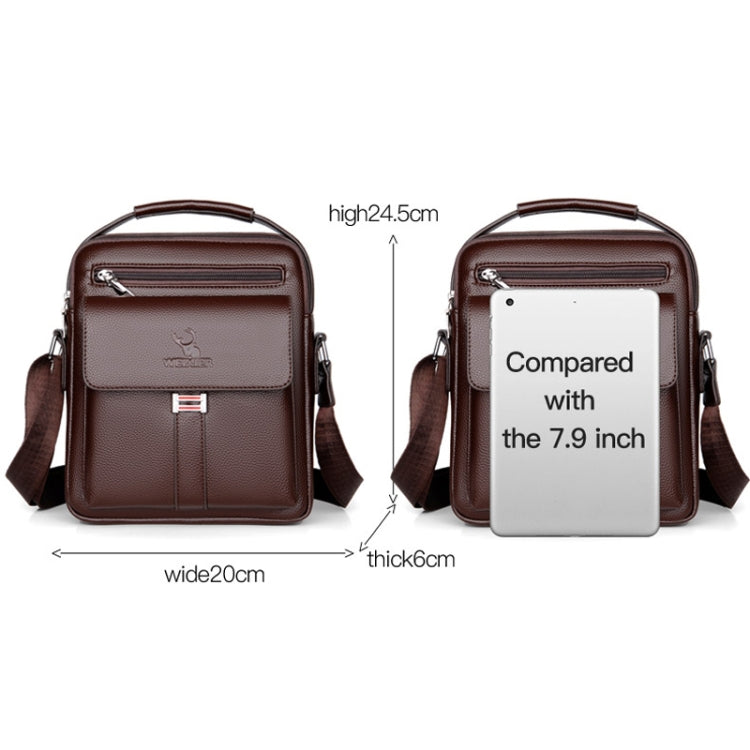WEIXIER D244 Men Shoulder Bag Large Capacity Business Retro Messenger Bag, D244 Brown, D244 Black