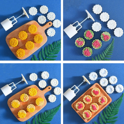 2 Stück runde handgepresste Gebäckformen zum Mondfest, Modell: