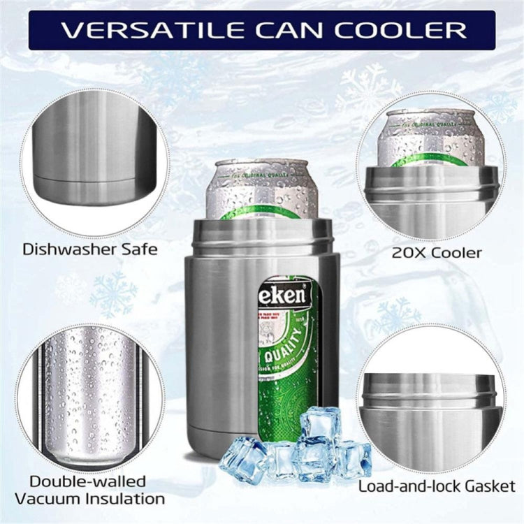12oz 304 Edelstahl Vakuumisolierte Thermobecher für Dosenbierkühler, Edelstahlfarbe