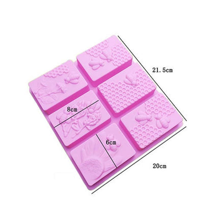 6 Gitter Quadratische Waben Eiswürfel Kuchenform Quadratische handgemachte Seifenform, Seifenform