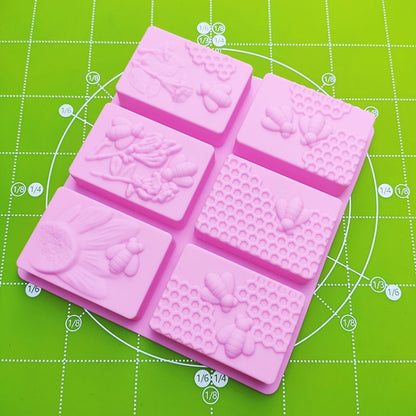 6 Gitter Quadratische Waben Eiswürfel Kuchenform Quadratische handgemachte Seifenform, Seifenform