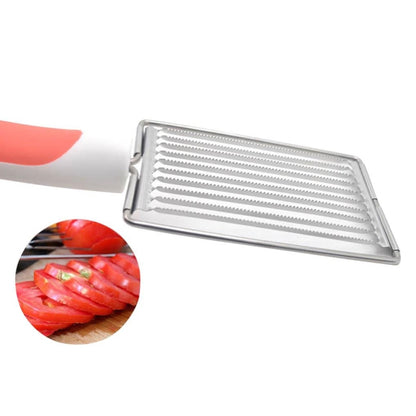 Tomaten-Fleischschneider, rutschfester Obstschneider aus Edelstahl, Obstschneider (orange), Obstschneider (lila), Obstschneider (blau), Obstschneider (grün)