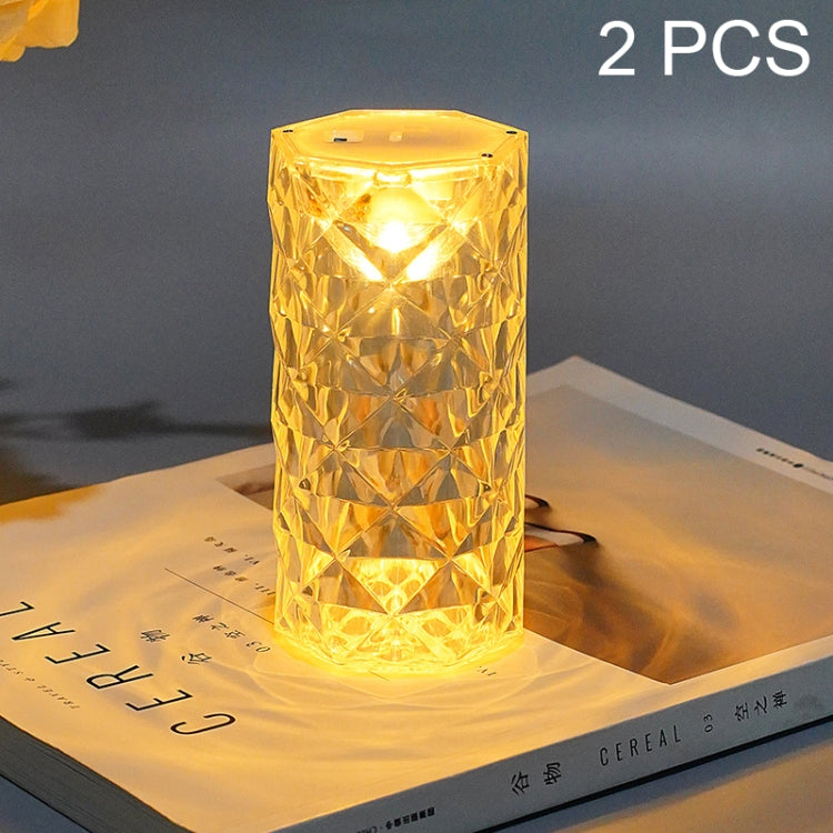 2 Stück SF-001A 1,5 V rosafarbene Nachttischlampe mit Umgebungslicht und Kristall-LED, 2 Stück gelbes Licht ohne Luftbefeuchter, 2 Stück weißes Licht ohne Luftbefeuchter