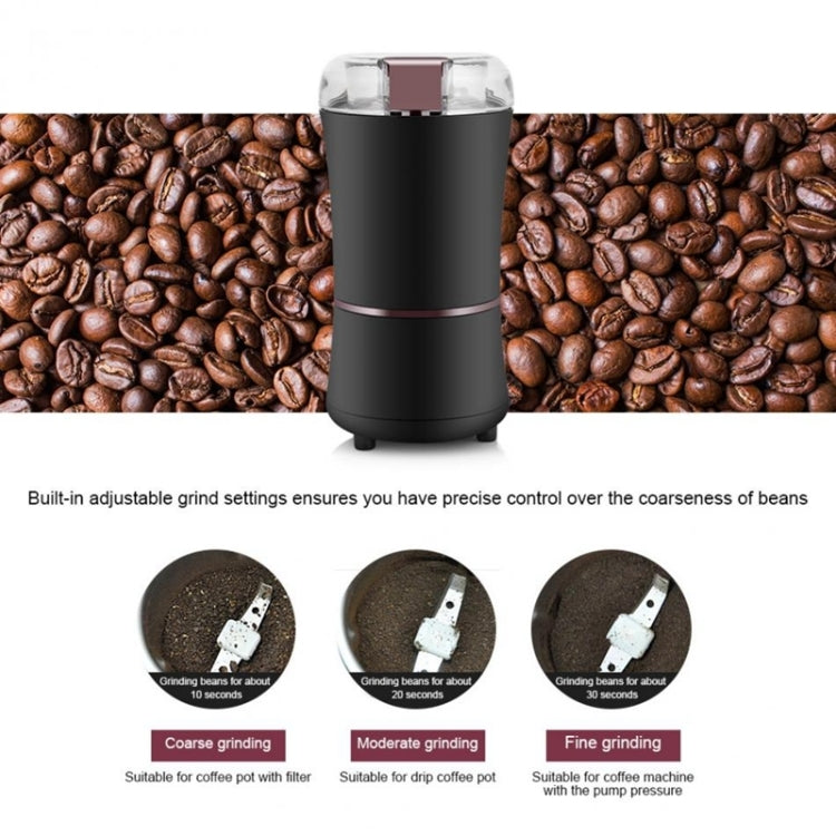 M150A Elektrische Mini-Kaffeemühle aus Edelstahl, Getreidebohnen-Mahlmaschine, Spezifikationen:, US-Stecker (lila), US-Stecker (schwarz), US-Stecker (weiß), EU-Stecker (weiß), EU-Stecker (lila), UK-Stecker (weiß), UK-Stecker (schwarz), UK-Stecker (lila)