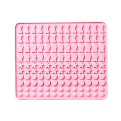 130 Gitter Silikonmatte Backform Mini Pet Snacks Hundefutter Backform Form Keks Kuchenform, Blau, Rosa