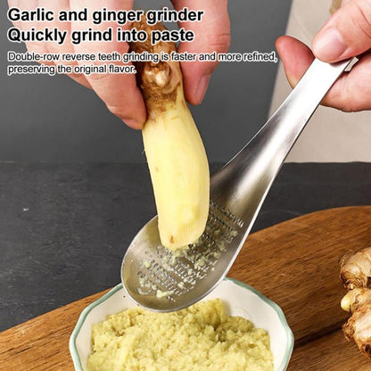 KS1001 Dicker Edelstahl-Gemüsepüree-Mahler für Ingwer und Knoblauch, quadratisch, Löffel