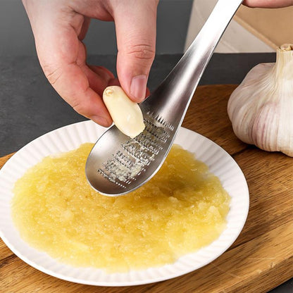 LsCook Thicken Stainless Steel Ginger Garlic Vegetable Puree Grinder, Square, Spoon