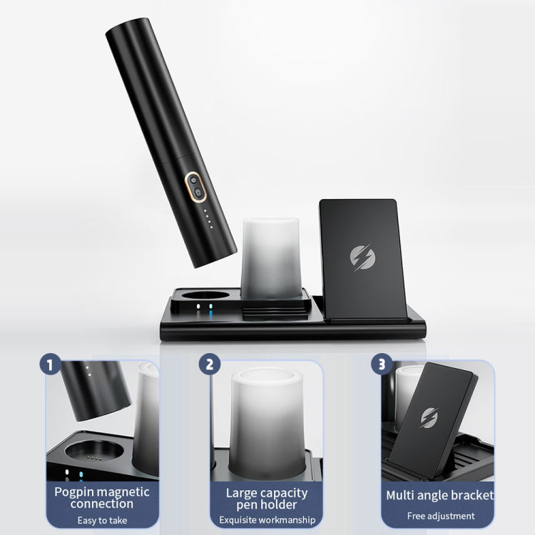 X5 15W Wireless Charging Folding Desk Lamp Phone Stand with Pen Holder, X5 White