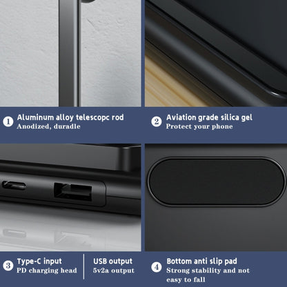 X5 15W Wireless Charging Folding Desk Lamp Phone Stand with Pen Holder, X5 White