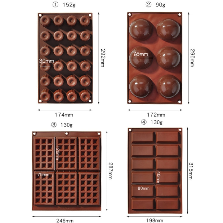 Silikon-Backwerkzeuge, Keks-Schokoladen-Waffel-Kuchenform, Stil:, 6-Raster-Puddingform, 6-Raster-Waffelform, 12-Raster-Schokoladenform